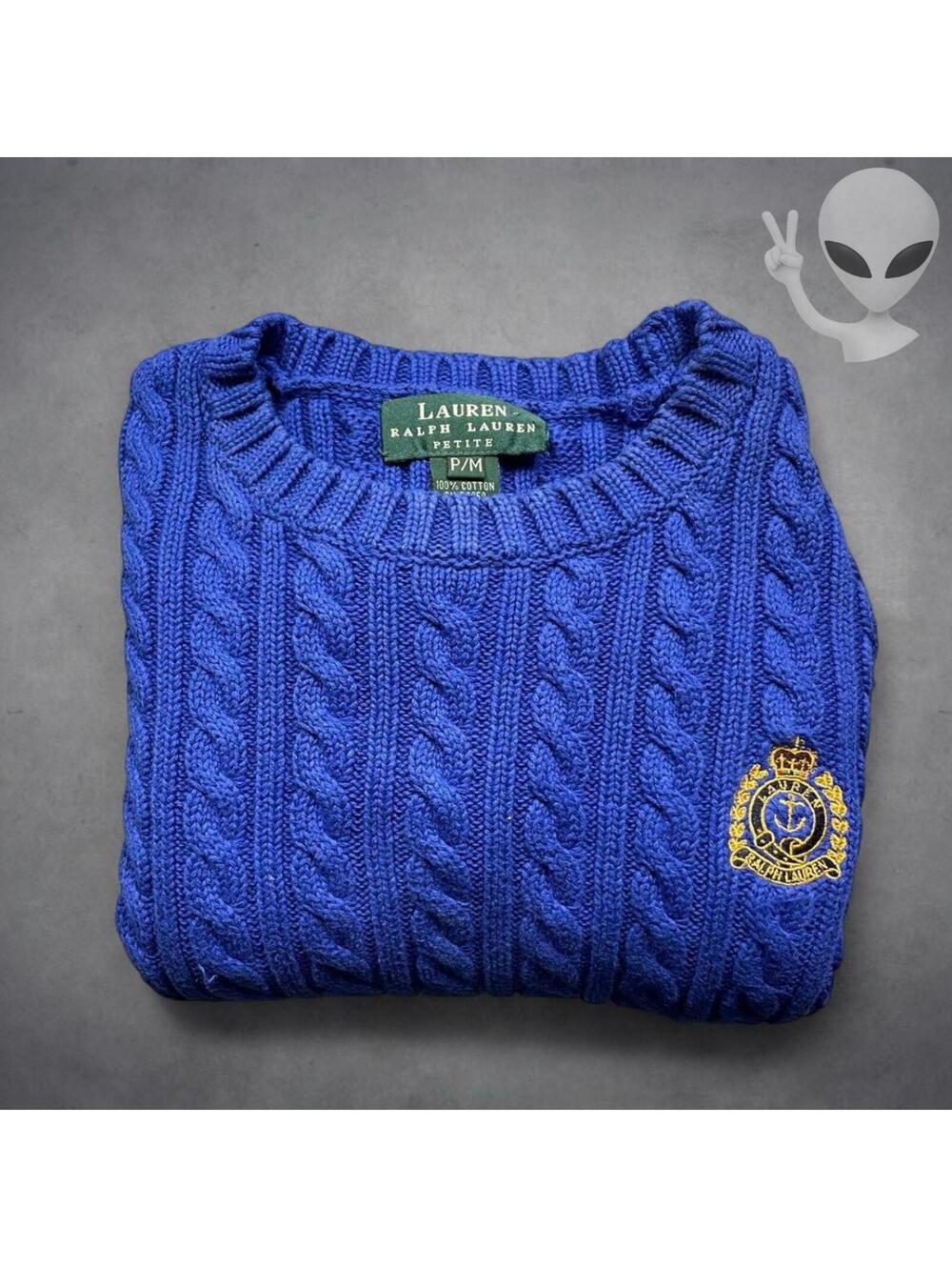 Lauren Ralph Lauren Cableknit Natucial Crest Sweater Medium Vintage - Picture 6 of 6
